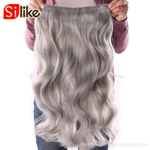 4 Clips one Piece 19 Colors Available Silike 190g 24 inch Stretched Wavy Clip in Synthetic Hair Extensions Heat Resistant Fiber